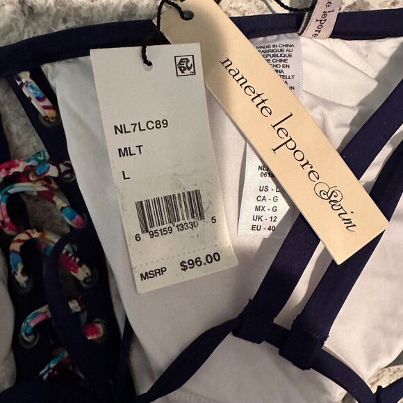 Nanette Lepore Womens Size L Festival Folkloric High Neck Bikini Top NWT - Picture 7 of 8